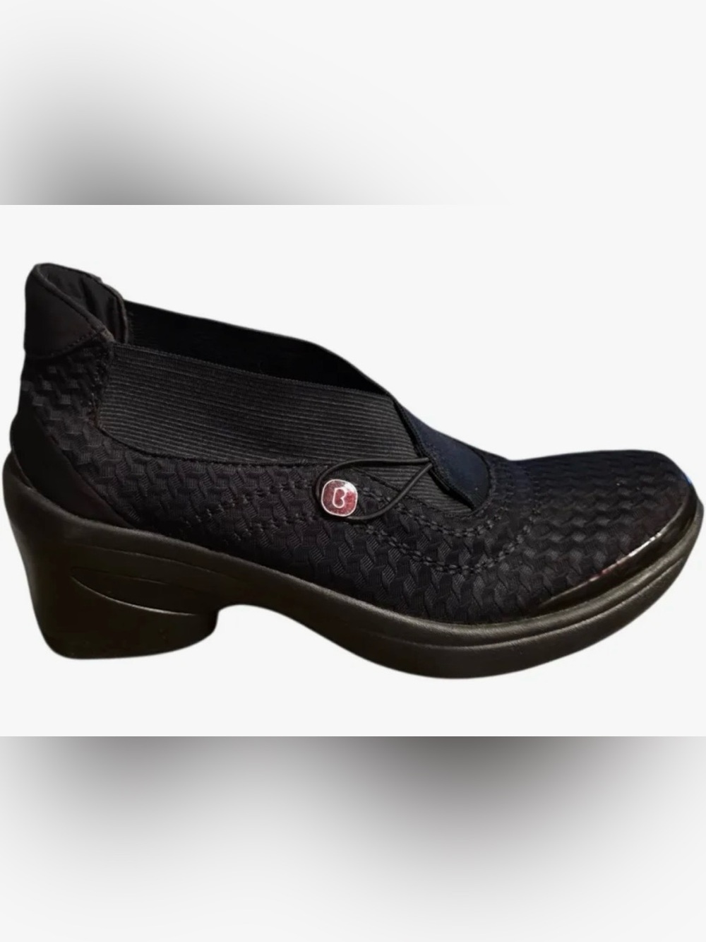 BZees Energy Black Slip On Comfort Ankle Boots Booties Women’s Size 9W